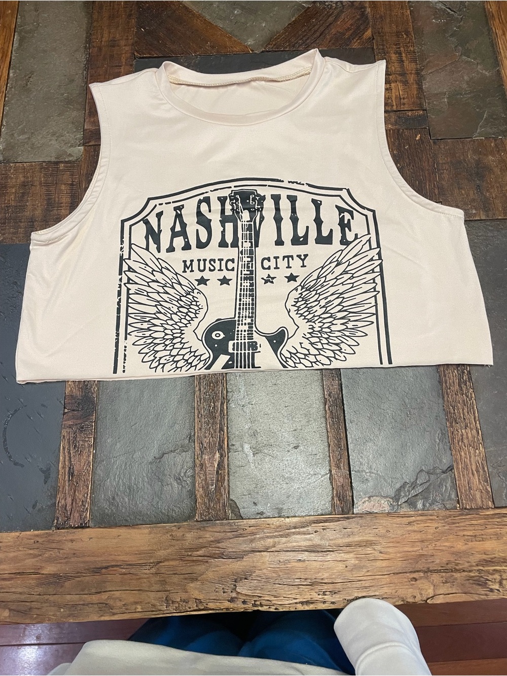 Nashville Music City Graphic Crop Tank Top - Cream